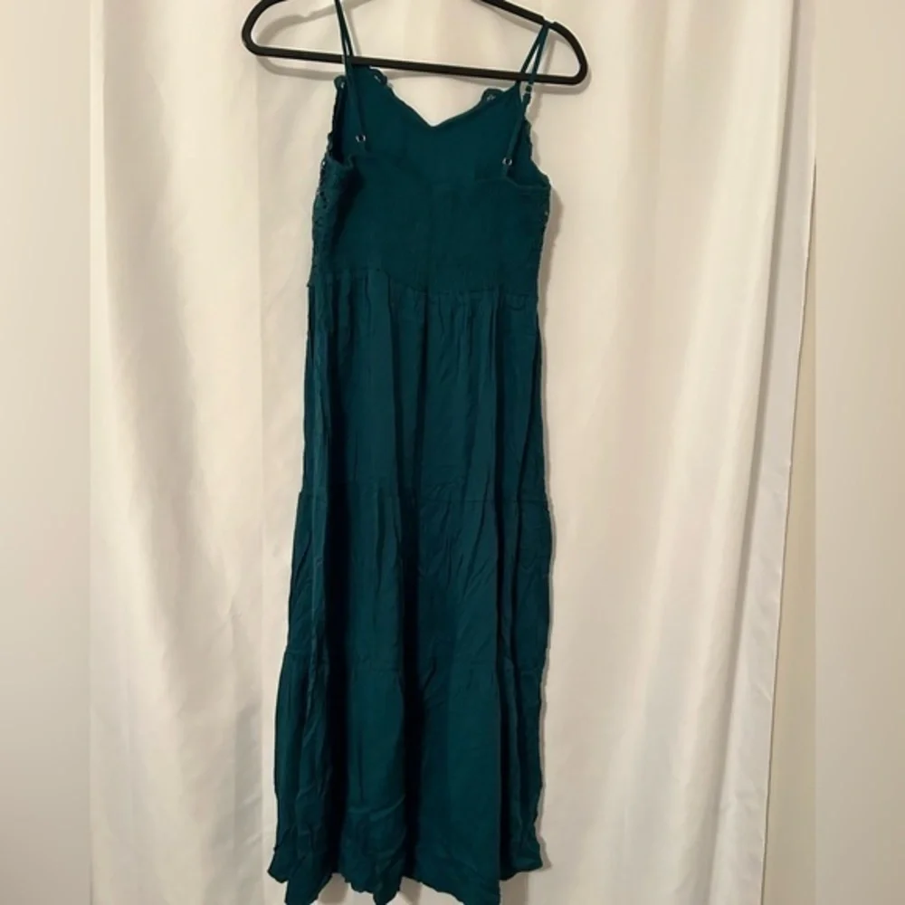Dokuritu Beach Crochet Lace Green Maxi Dress Strappy‎ Summer Women’s Small NWT